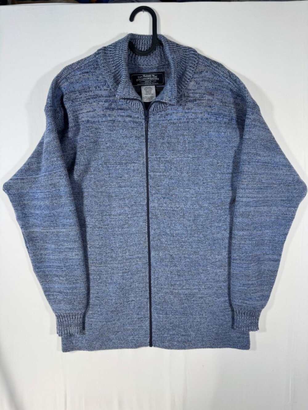 Pollen Sweaters Pure Washable Wool Mens M Full Zip Wool Cardigan Sweater Blue